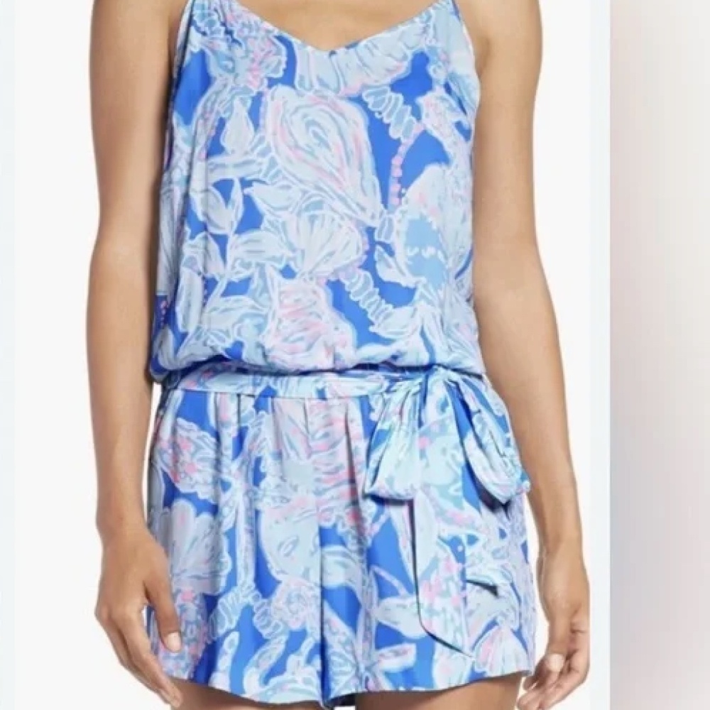 Lilly Pulitzer Deanna  Blue & Light Pink Floral Romper